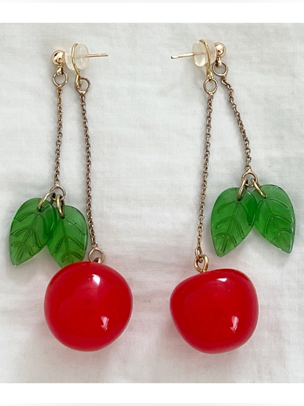 Oversized Cherry Statement Drop Earrings Retro Fruit Dangle Kitsch Jewelry